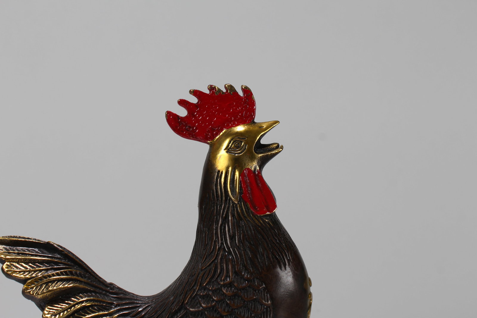 A Chinese Rooster Fortune Statue Display - 3