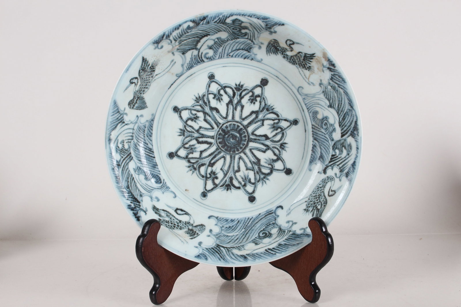 A Chinese Blue and White Porcelain Fortune Plate: A Chinese Blue and White Porcelain Fortune Plate. Height: 2 (inch). Opening Diameter: 10(inch).