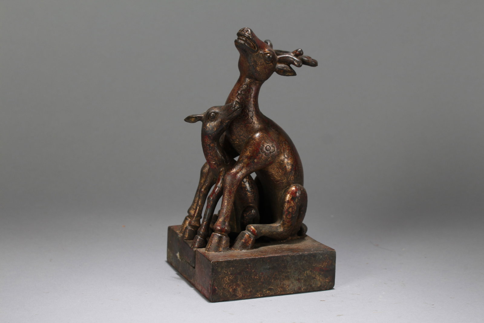 A Chinese Fortune Deer-portrait Statue: A Chinese Fortune Deer-portrait Statue. Height: 7.25 (inch). Length: 3.75 (inch). Width: 3.75 (inch).
