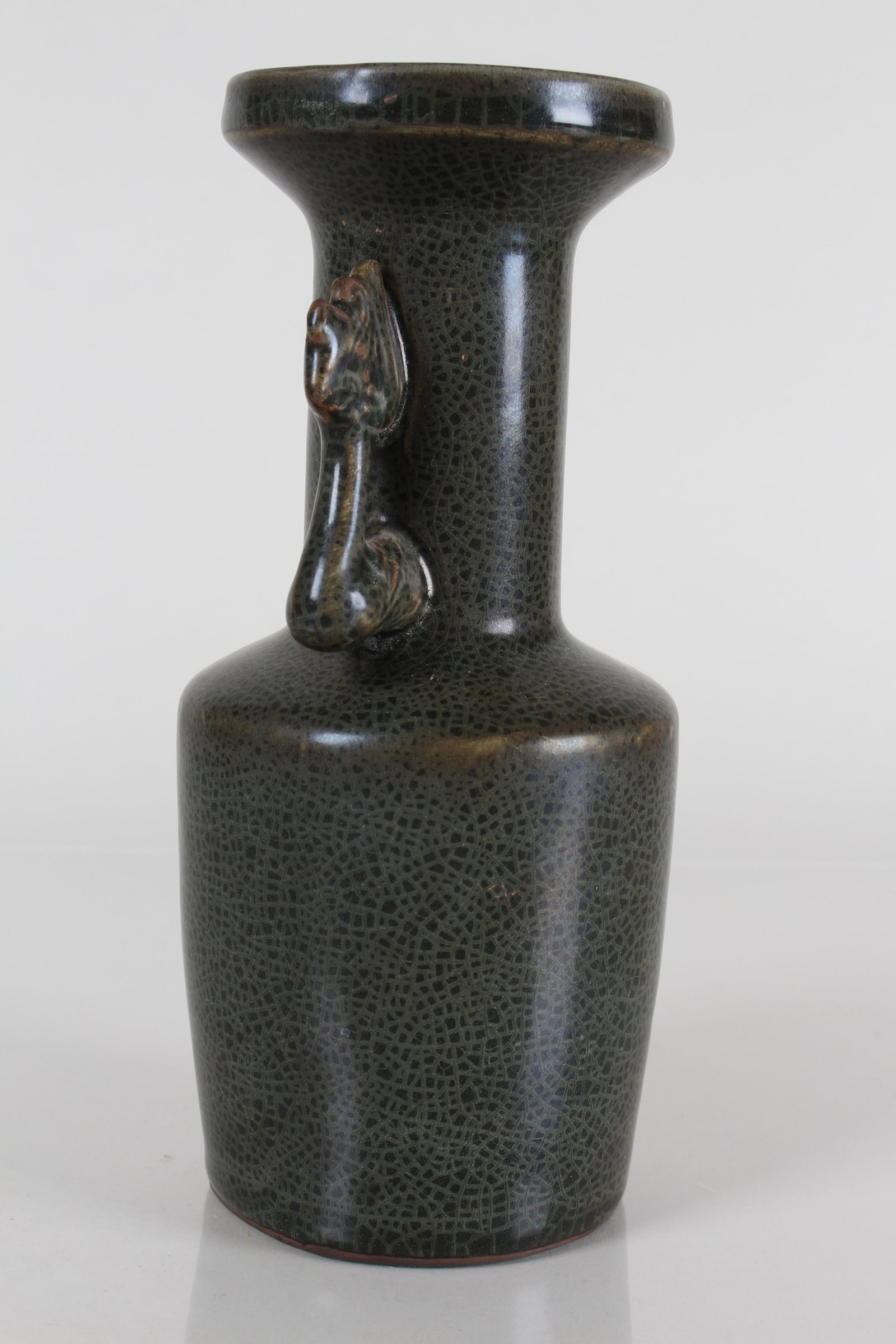 A Chinese Duo-handled Black-coding Porcelain Fortune Vase - 2