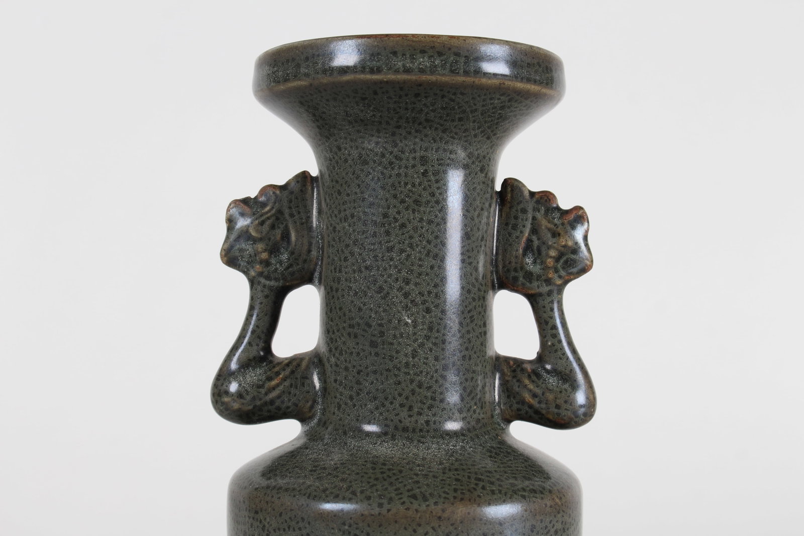 A Chinese Duo-handled Black-coding Porcelain Fortune Vase - 3