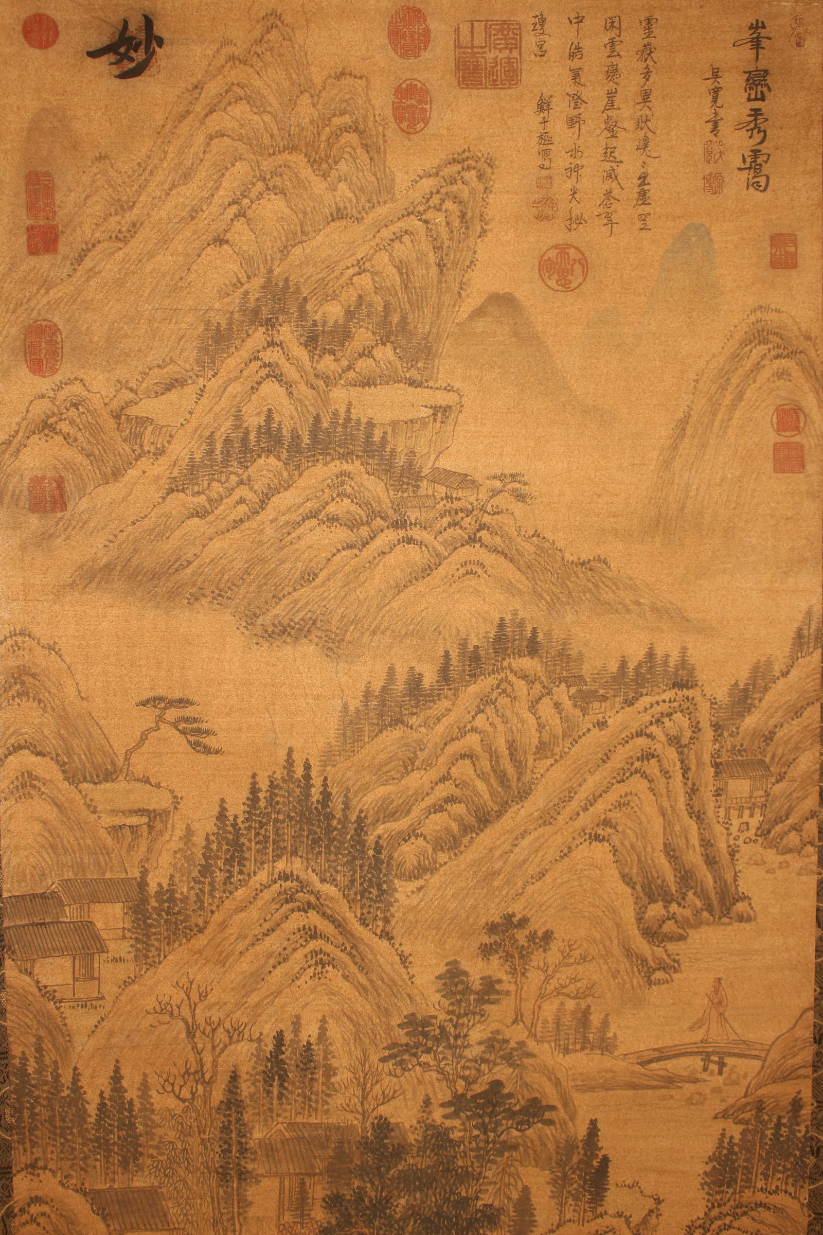 A Chinese Mountain-view Poetry-framing Fortune Scroll - 2