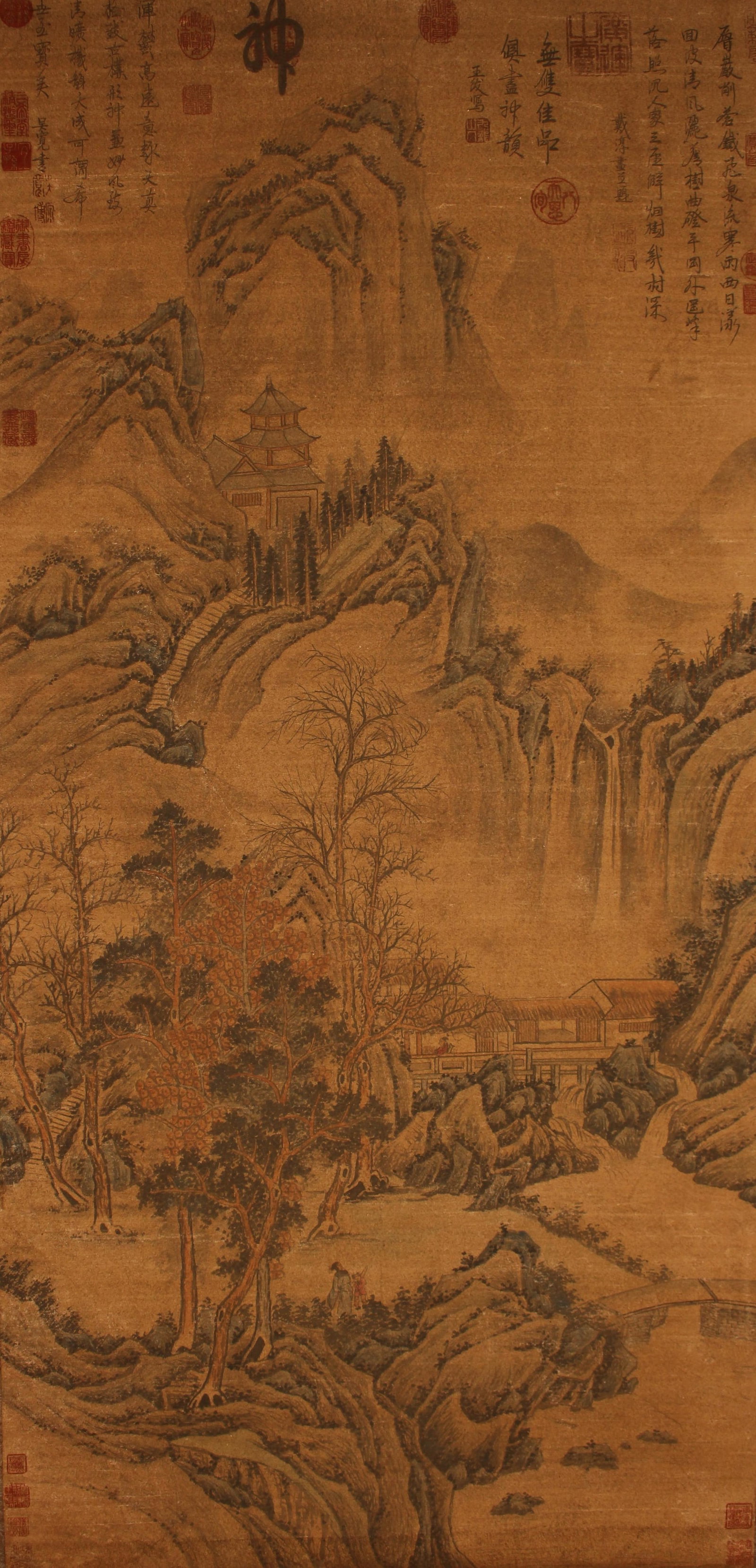 A Chinese Mountain-view Detailed Fortune Scroll: A Chinese Mountain-view Detailed Fortune Scroll . Length: 50(inch). Width: 25 (inch).