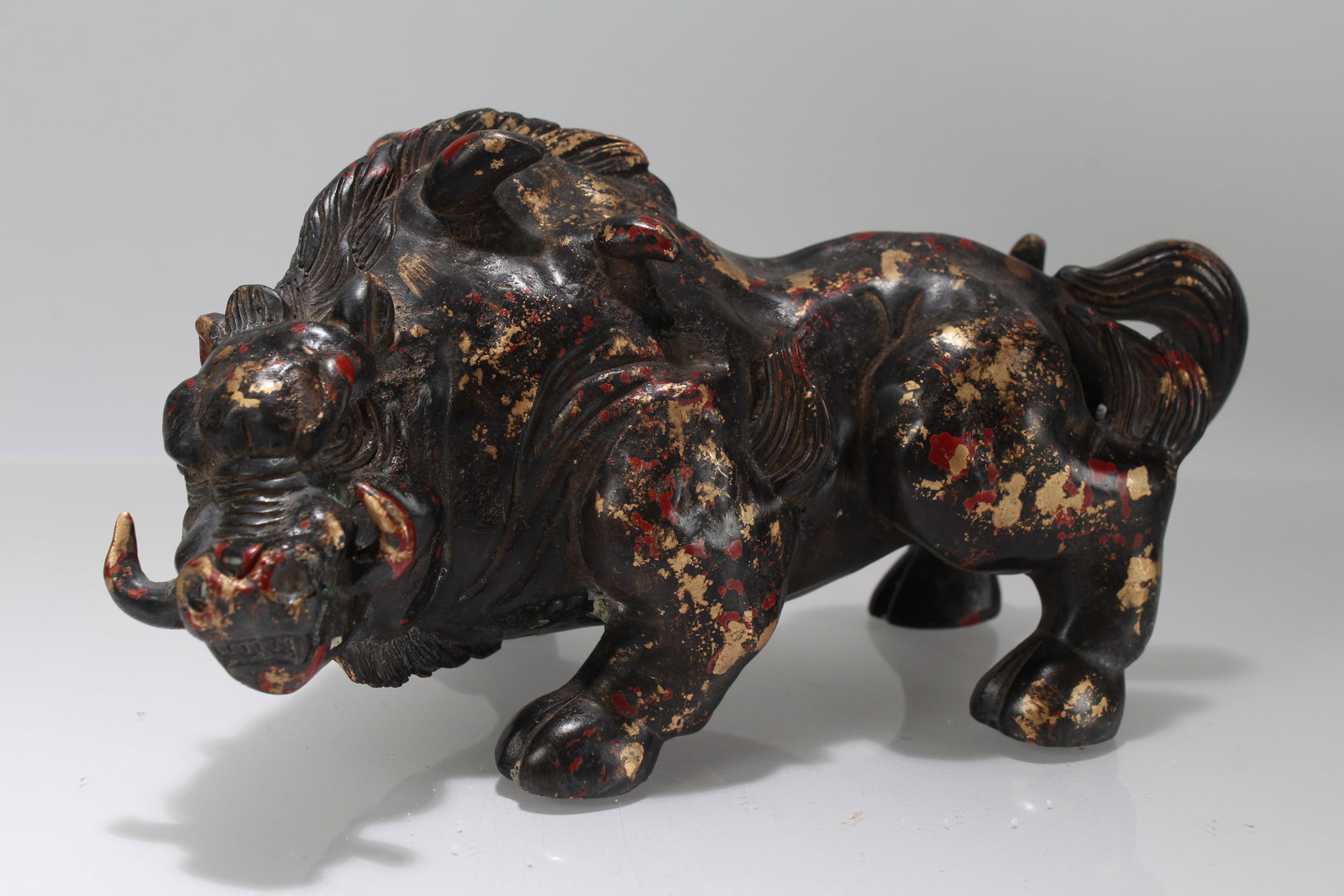A Chinese Myth-beast Fortune Statue Display: A Chinese Myth-beast Fortune Statue Display. Height: 4 (inch). Length: 8 (inch). Width: 3.5 (inch).