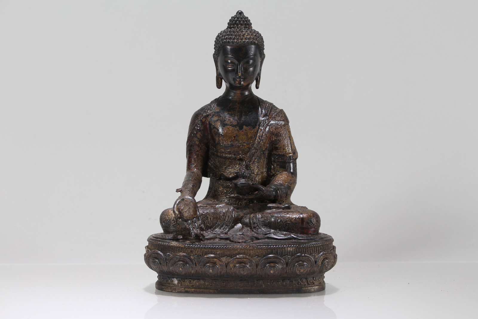 A Chinese Religious Fortune Buddha Statue: A Chinese Religious Fortune Buddha Statue. Height: 8.25 (inch). Length: 5.5 (inch). Width: 4 (inch).