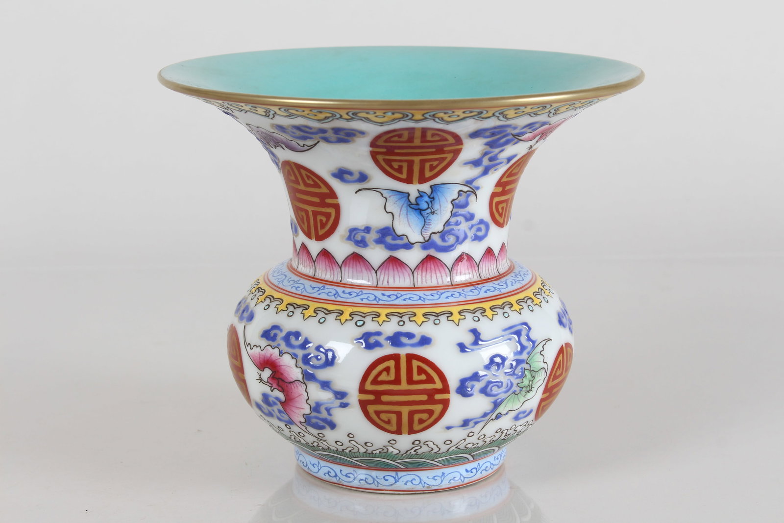 A Chinese Ancient-framing Bat-framing Porcelain Fortune Vase: A Chinese Ancient-framing Bat-framing Porcelain Fortune Vase . Height: 4 (inch). Opening Diameter: 6.75 (inch).