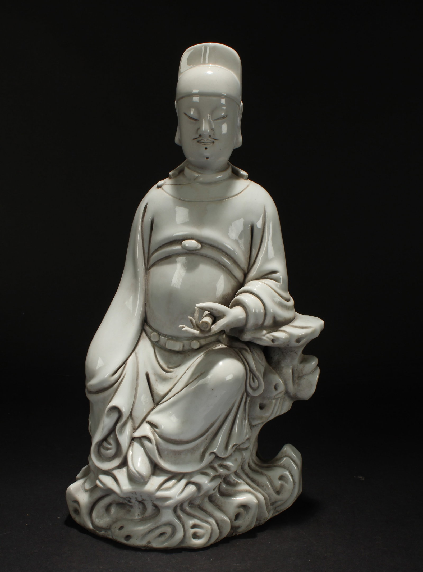 A Chinese White Porcelain Portrait Statue: A Chinese White Porcelain Portrait Statue . Height: 13 (inch). Width: 6.75 (inch).
