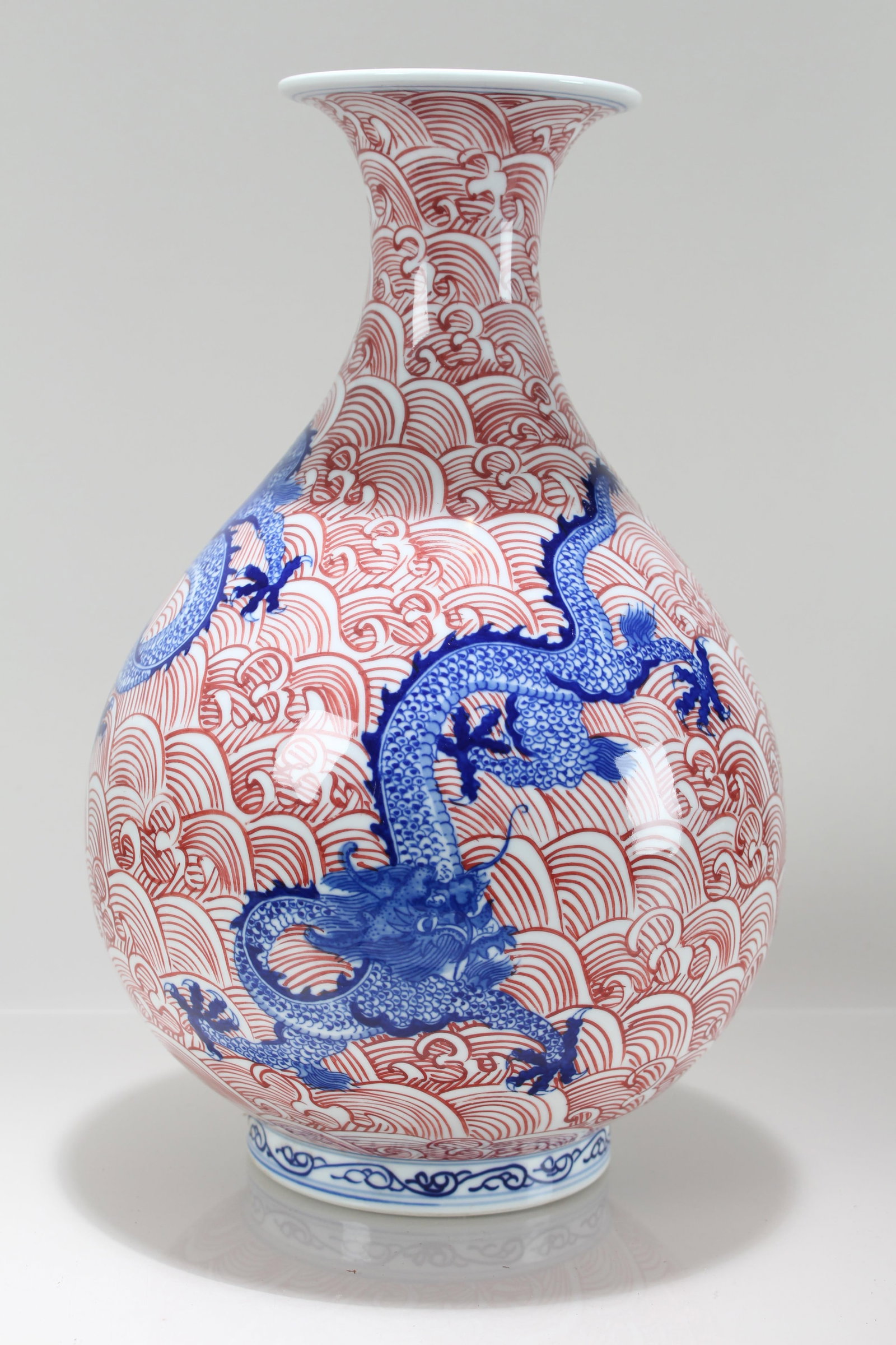 A Chinese Dragon-decorating Pink-coding Porcelain Fortune Vase - 3