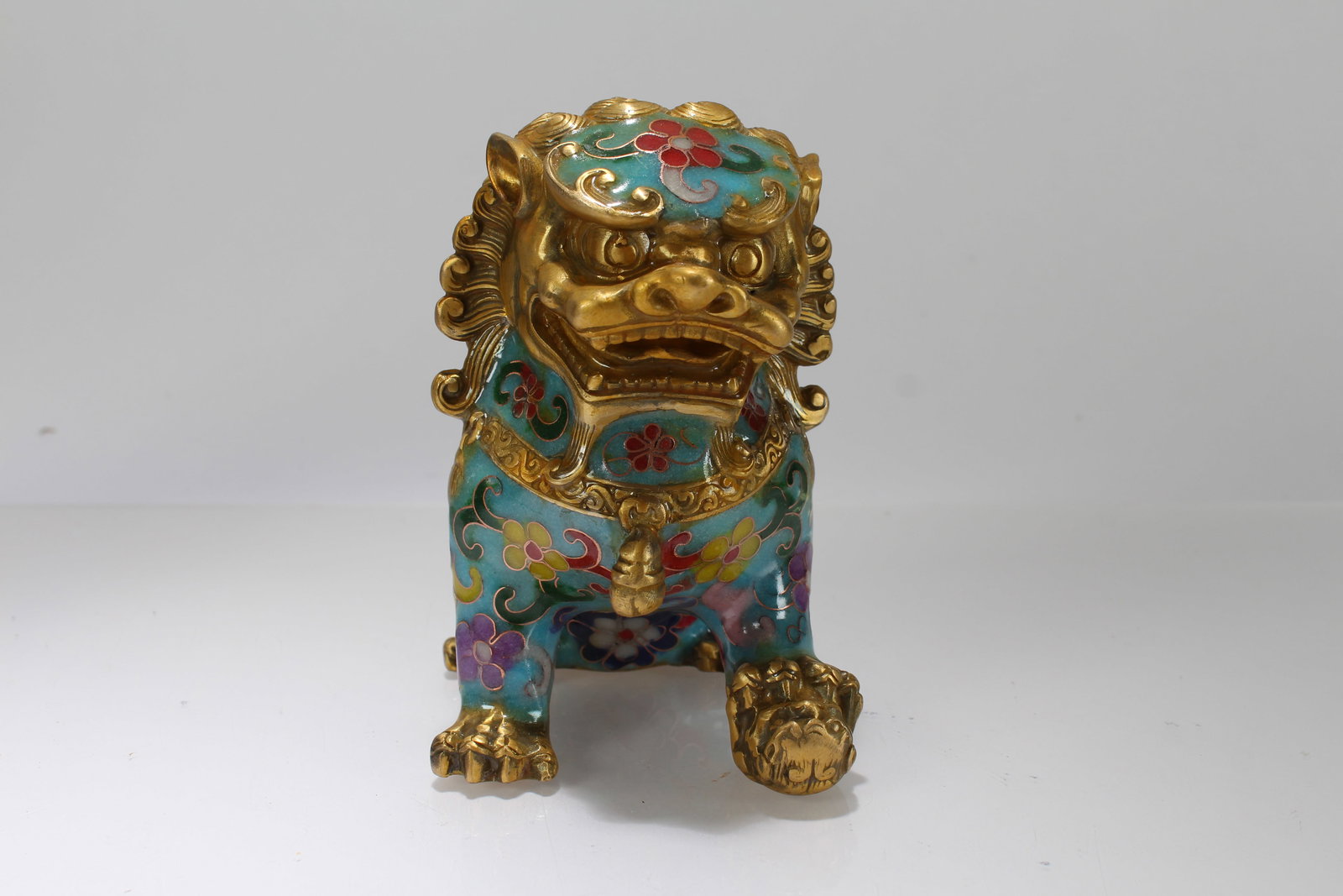 A Chinese Myth-beast Fortune Cloisonne Statue: A Chinese Myth-beast Fortune Cloisonne Statue. Height: 4 (inch). Length: 4 (inch). Width: 3 (inch).
