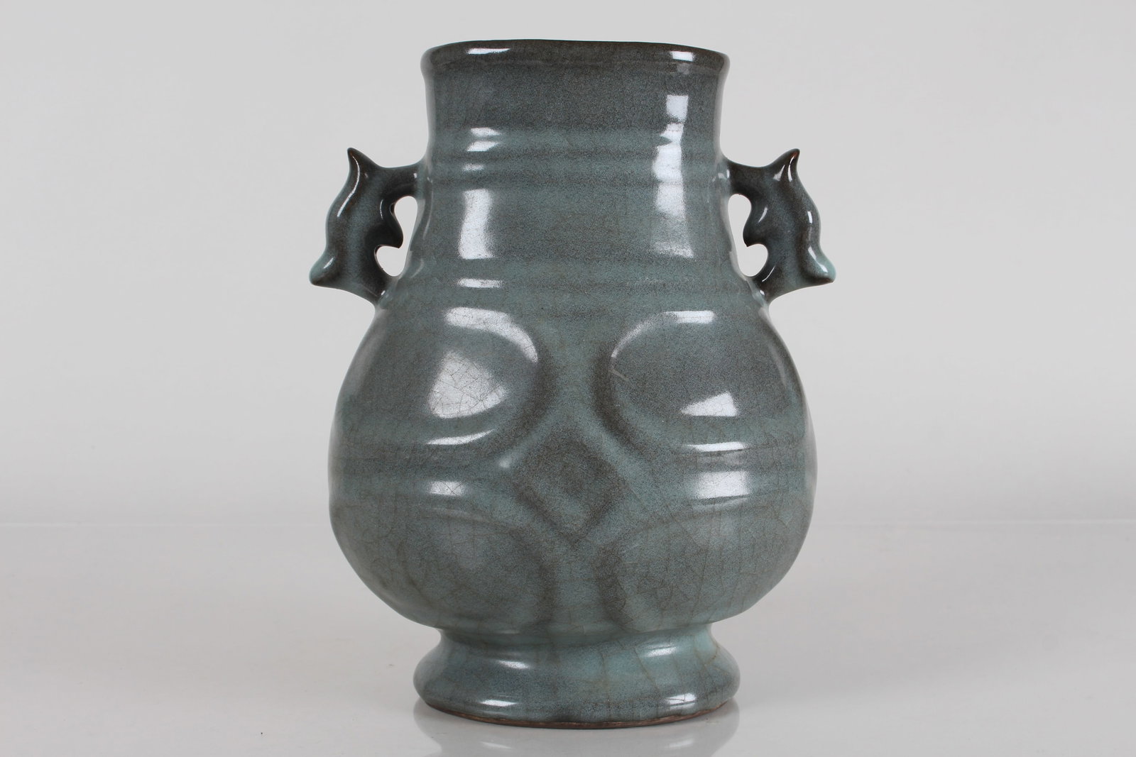 A Chinese Duo-handled Ancient-framing Fortune Porcelain Vase: A Chinese Duo-handled Ancient-framing Fortune Porcelain Vase . Height: 8 (inch).