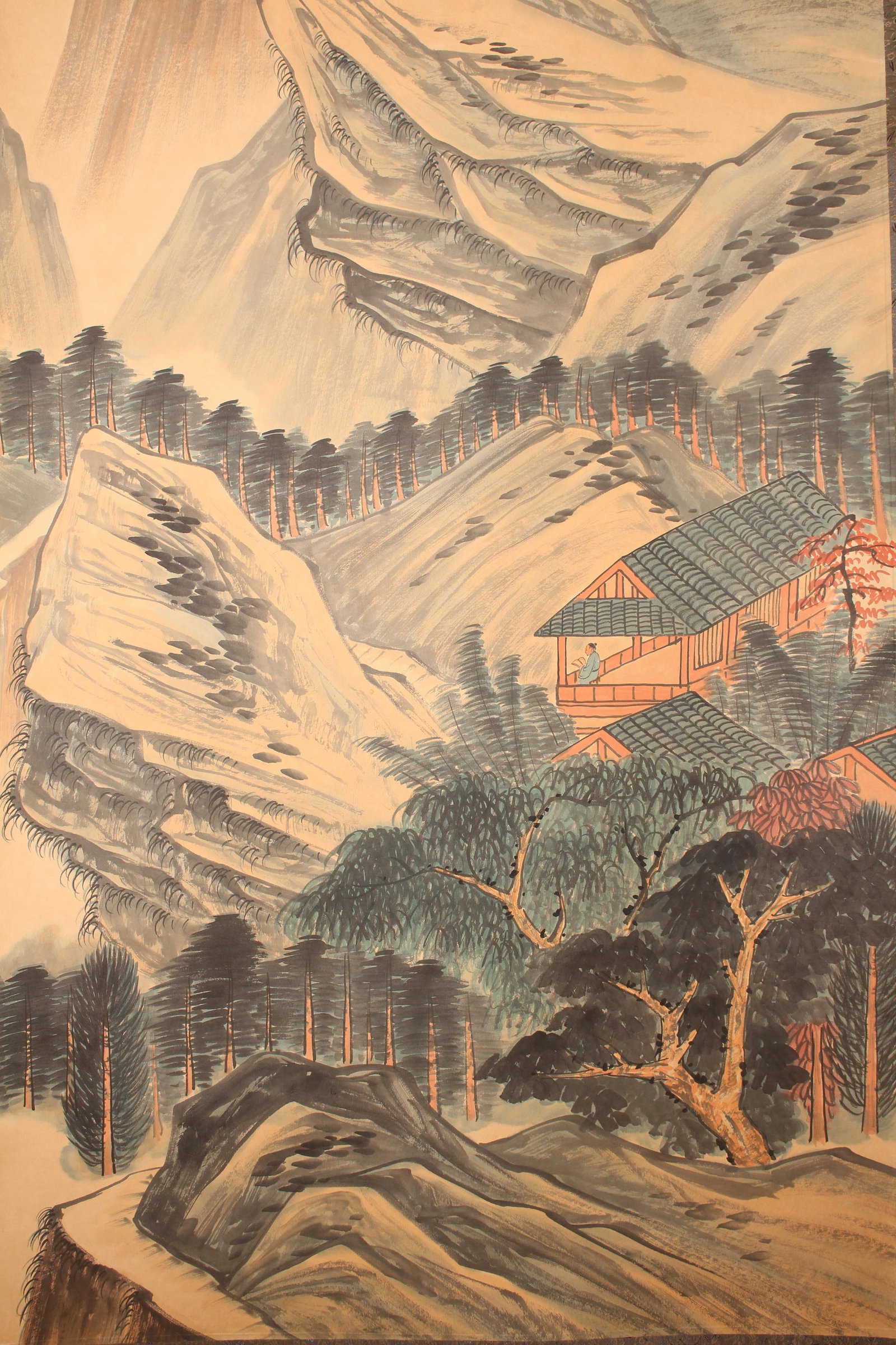 A Chinese Abstract-style Mountain-view Fortune Scroll - 3
