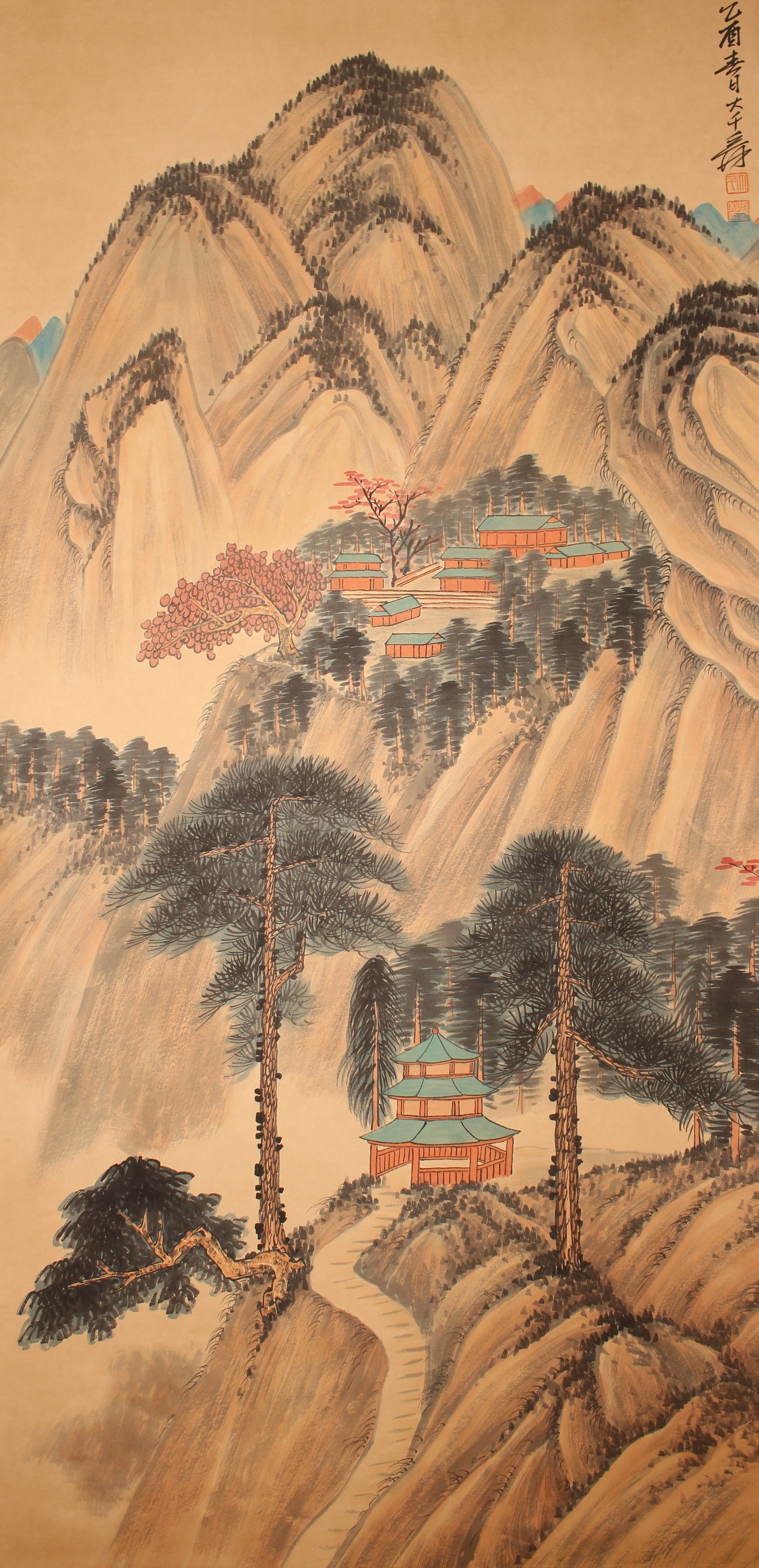 A Chinese Abstract-style Fortune Scroll: A Chinese Abstract-style Fortune Scroll . Length: 50(inch). Width: 25 (inch).