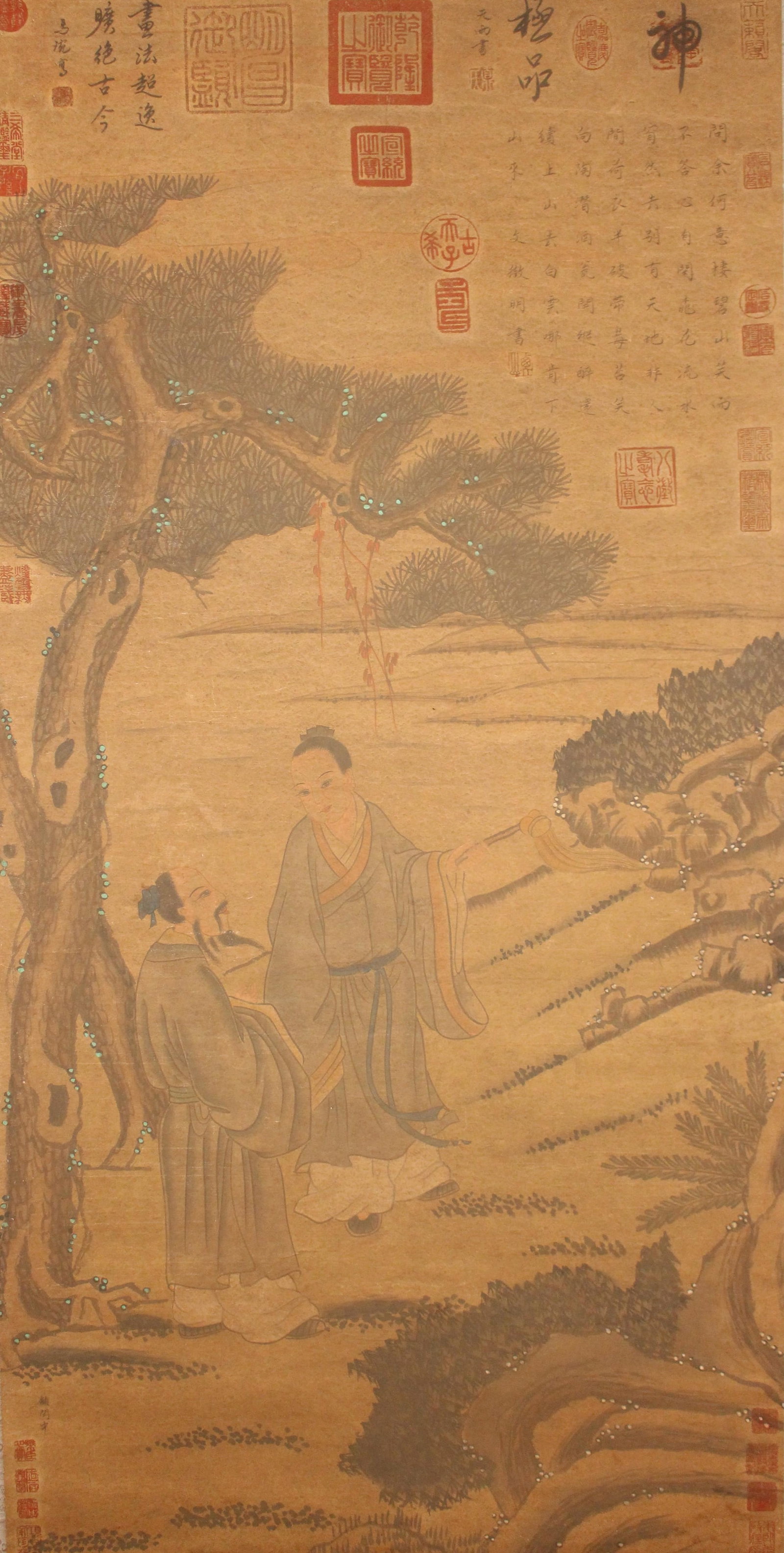 A Chinese Story-telling Poetry-framing Fortune Scroll: A Chinese Story-telling Poetry-framing Fortune Scroll. Length: 50(inch). Width: 25 (inch).