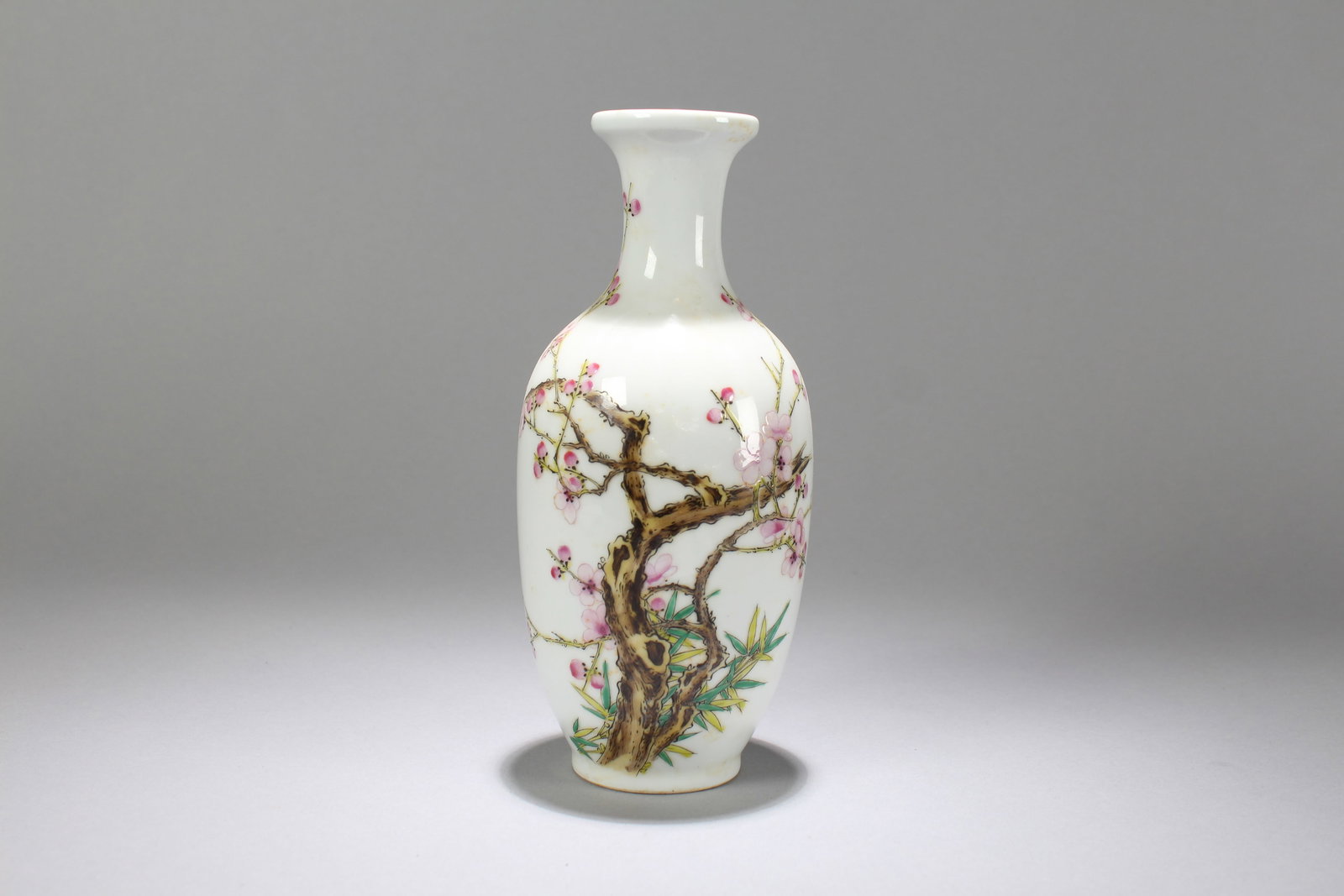 A Chinese Nature-sceen White Porcelain Fortune Vase: A Chinese Nature-sceen White Porcelain Fortune Vase . Height: 8.25 (inch). Opening Diameter: 3.5 (inch).