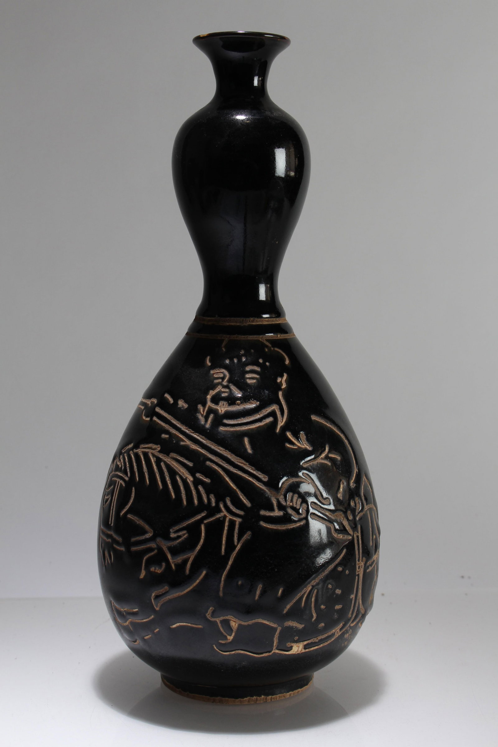 A Chinese Dark-coding Porcelain Anicent-framing Fortune Vase: A Chinese Dark-coding Porcelain Anicent-framing Fortune Vase. Height: 13 (inch).