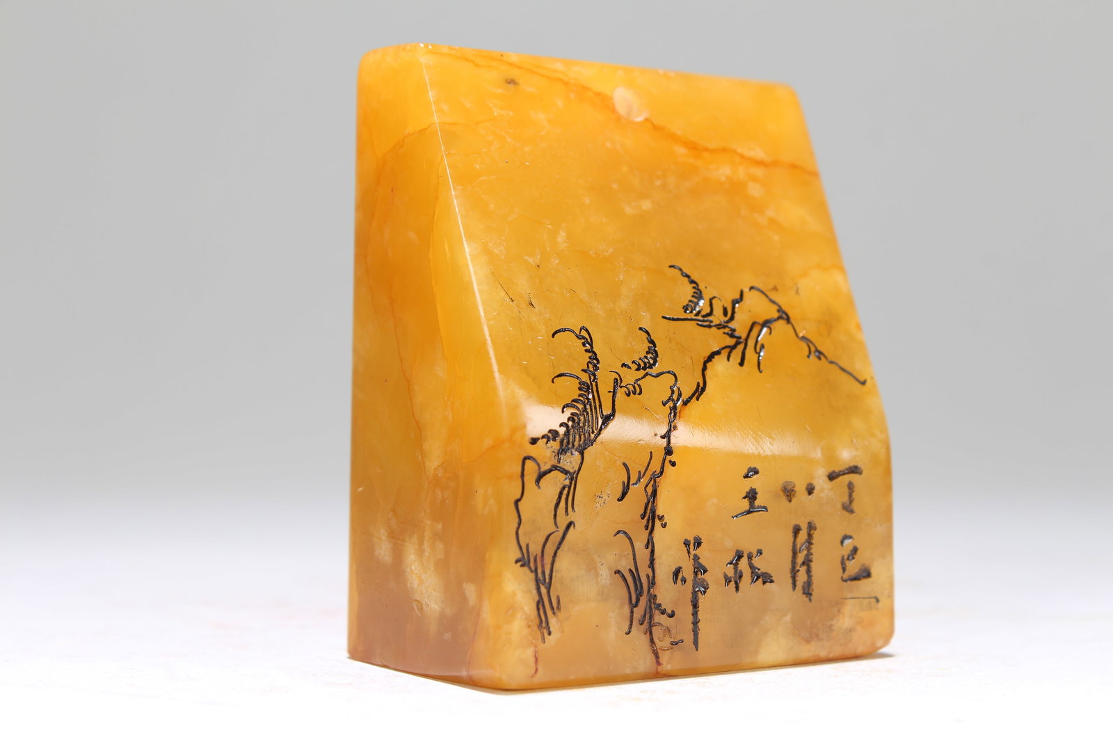 A Chinese Poetry-framing Religious Fortune Soapstone Seal (1 of 4)