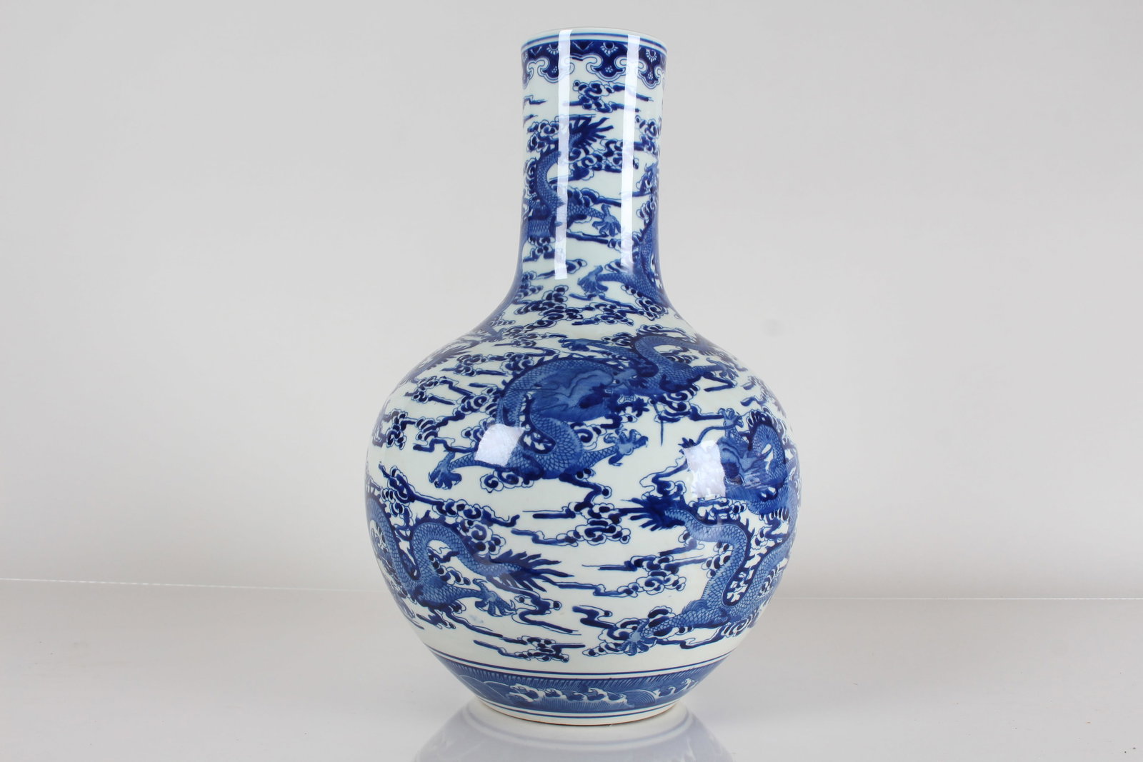A Chinese Vividly-detailed Blue and White Porcelain Fortune Vase: A Chinese Vividly-detailed Blue and White Porcelain Fortune Vase . Height: 15 (inch).
