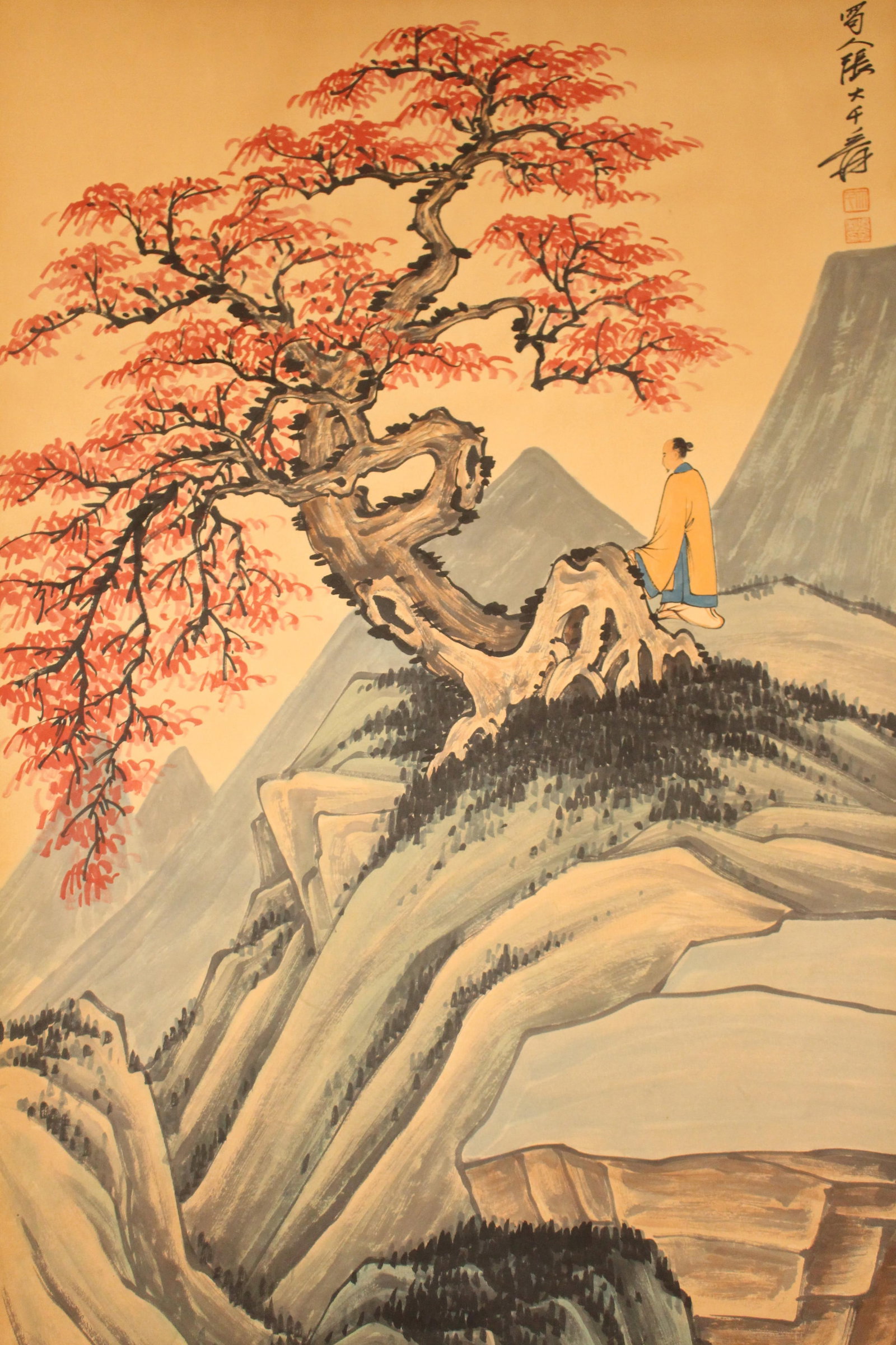 A Chinese Mountain-view Fortune Scroll - 2