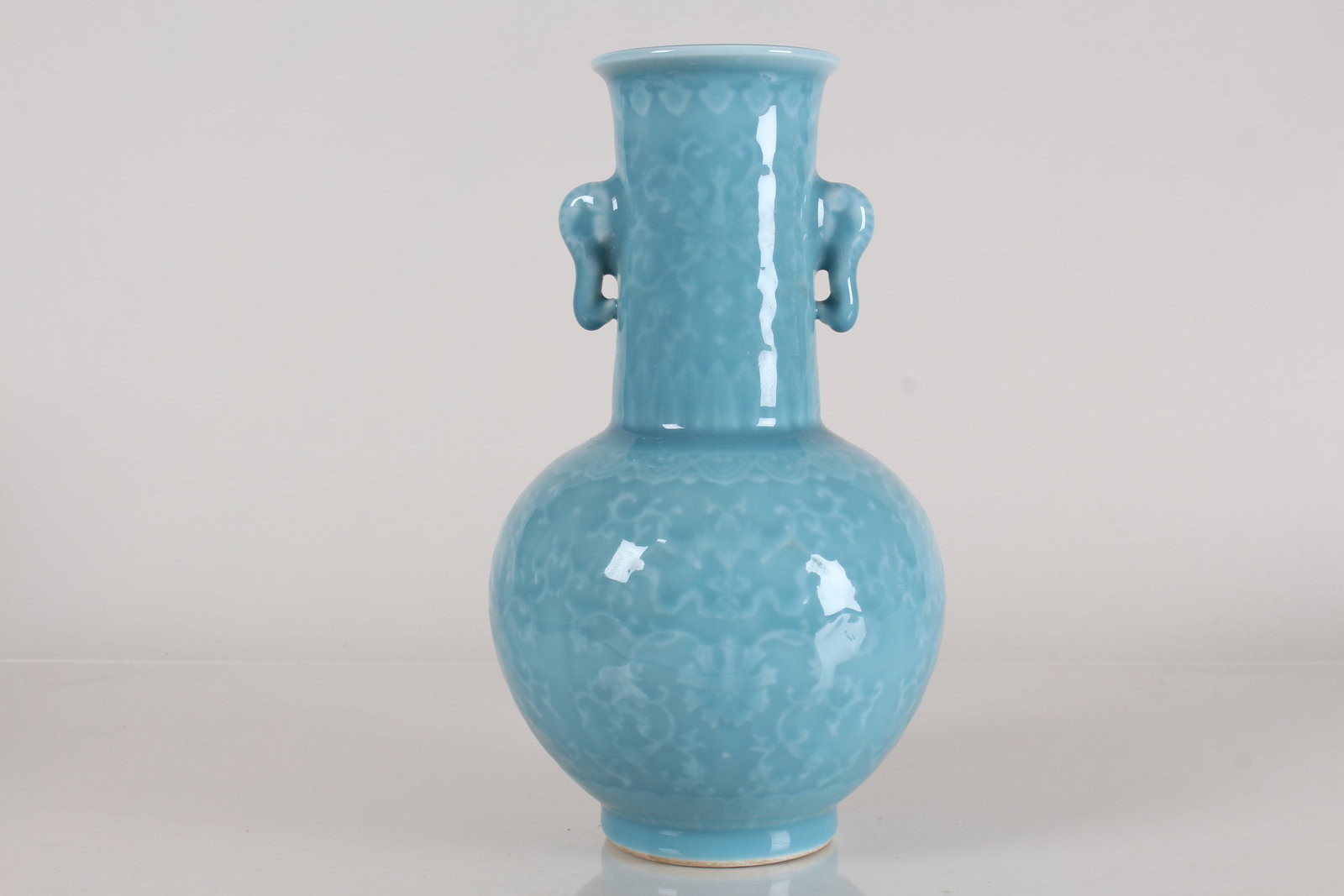 A Chinese Duo-handled Porcelain Fortune Vase: A Chinese Duo-handled Porcelain Fortune Vase . Height: 9.5 (inch).