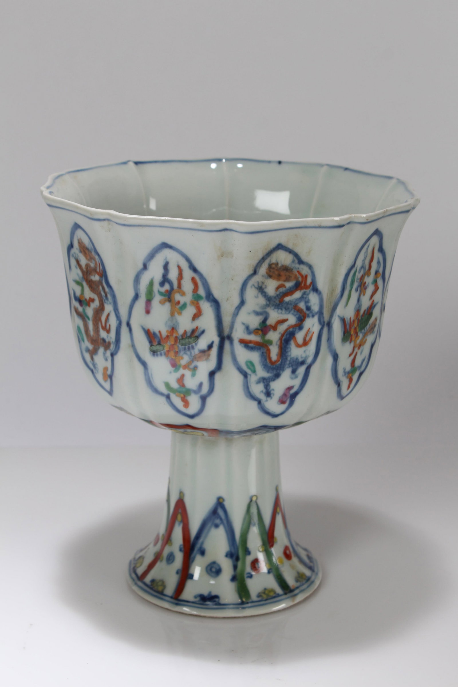A Chinese Ancient-framing Porcelain Fortune Tall-end Cup: A Chinese Ancient-framing Porcelain Fortune Tall-end Cup. Height: 7 (inch). Opening Diameter: 6 (inch).