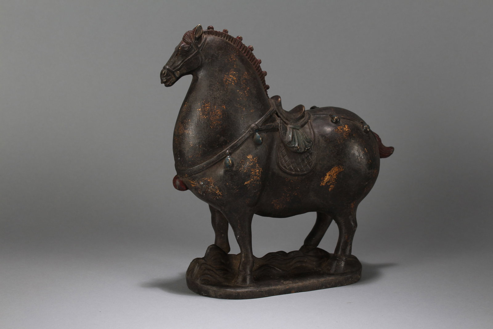 A Chinese Religious Horse-portrait Fortune Statue: A Chinese Religious Horse-portrait Fortune Statue. Height : 10 (inch). Width : 7.25 (inch). Length : 3.5 (inch).