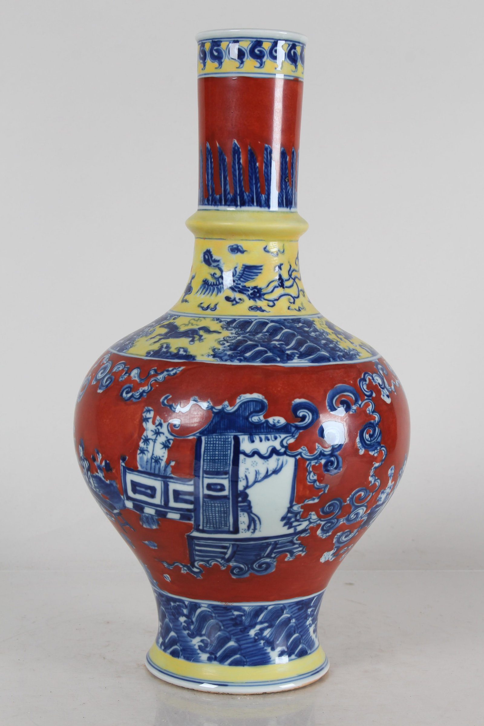A Chinese Detailed Red-coding Porcelain Fortune Vase: A Chinese Detailed Red-coding Porcelain Fortune Vase . Height: 13.25 (inch).