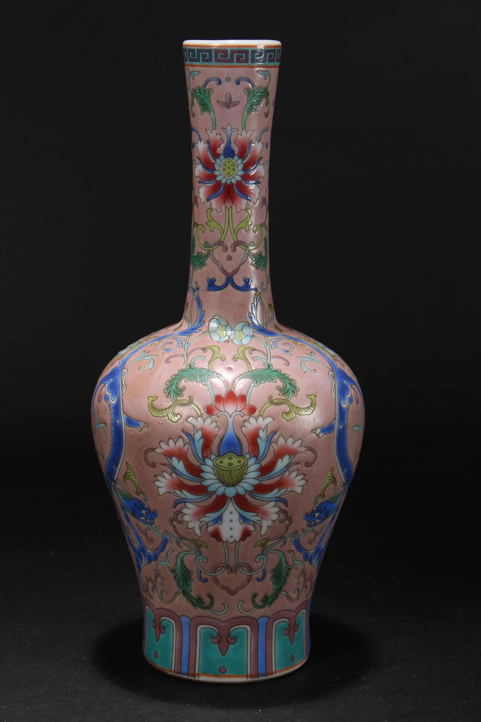 A Chinese Bat-framing Longlife-symbol Porcelain Fortune Vase: A Chinese Bat-framing Longlife-symbol Porcelain Fortune Vase. Height: 10.25 (inch).