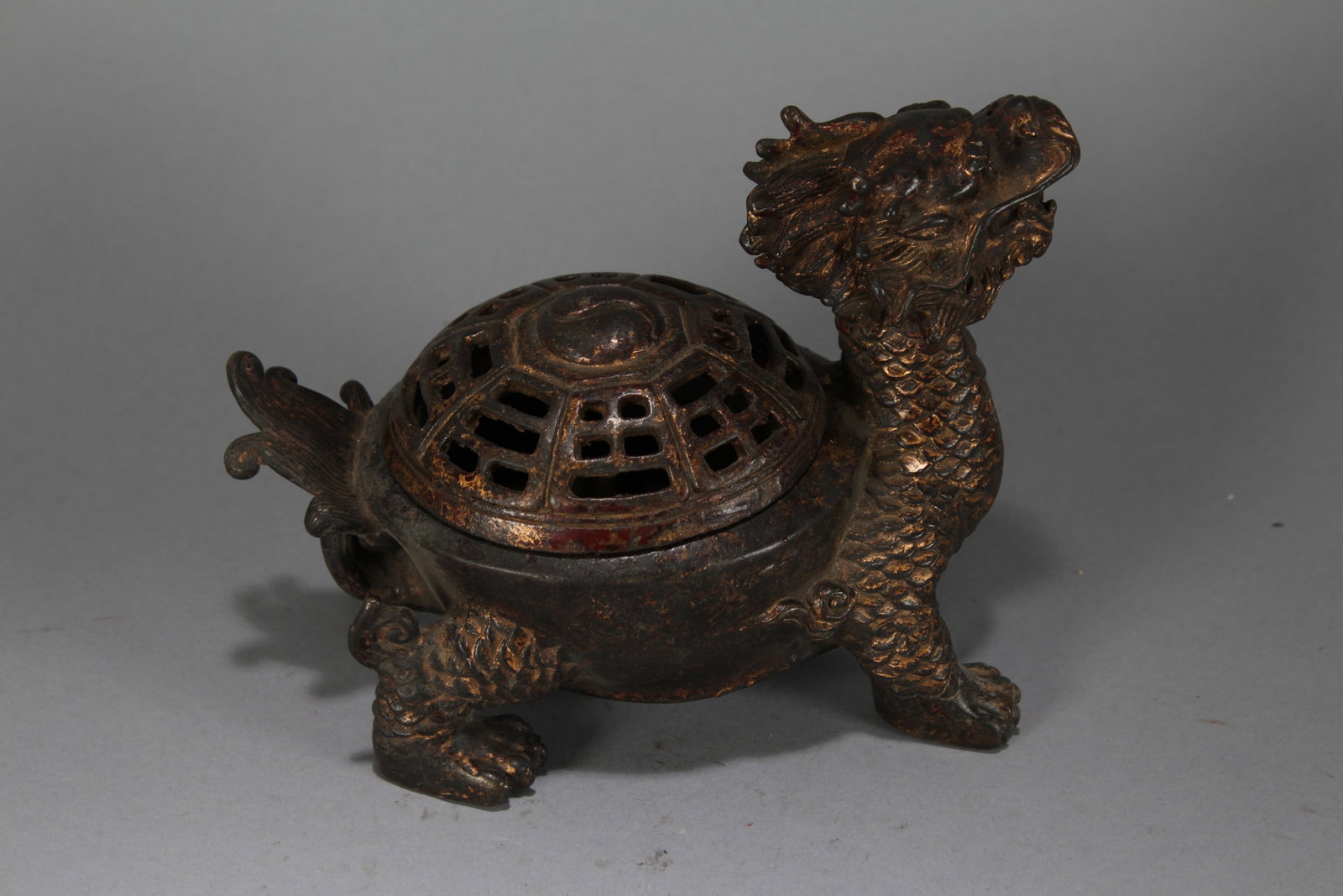 A Chinese Lidded Myth-beast Fortune Statue - 2