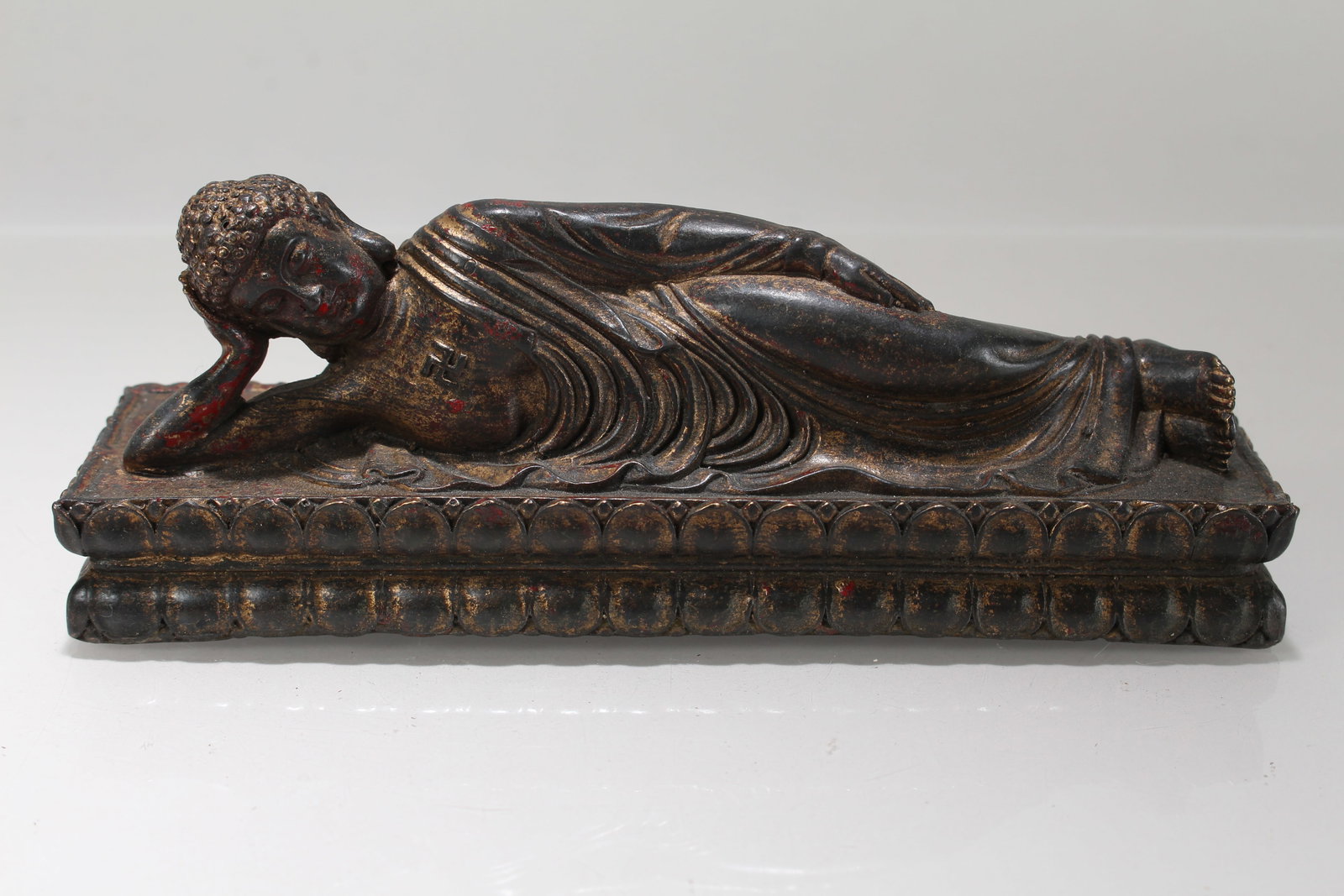 A Chinese Religious Fortune Buddha Statue: A Chinese Religious Fortune Buddha Statue. Height: 1.75 (inch). Opening Diamater: 1.75 (inch).