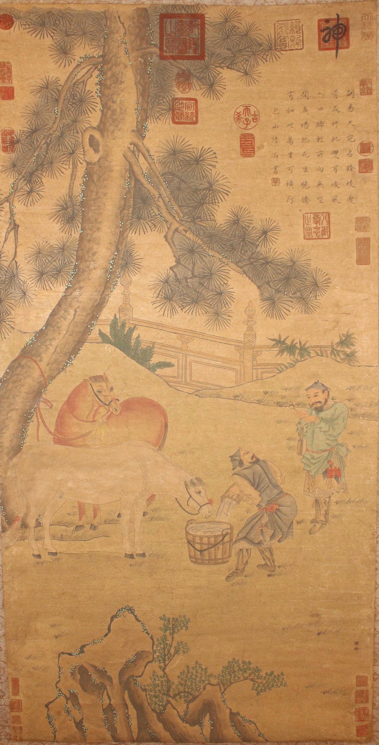 A Chinese Story-telling Poetry-framing Fortune Scroll: A Chinese Story-telling Poetry-framing Fortune Scroll. Length: 50(inch). Width: 25 (inch).