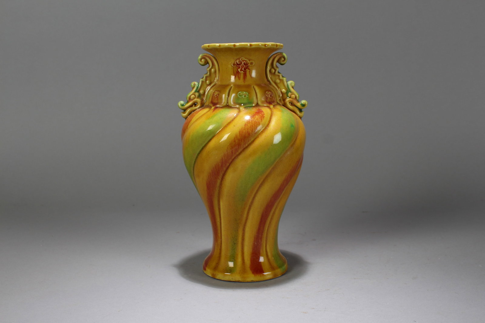 A Chinese Duo-handling Myth-beast Porcelain Fortune Vase: A Chinese Duo-handling Myth-beast Porcelain Fortune Vase. Height: 8.5 (inch). Width: 4.5 (inch).