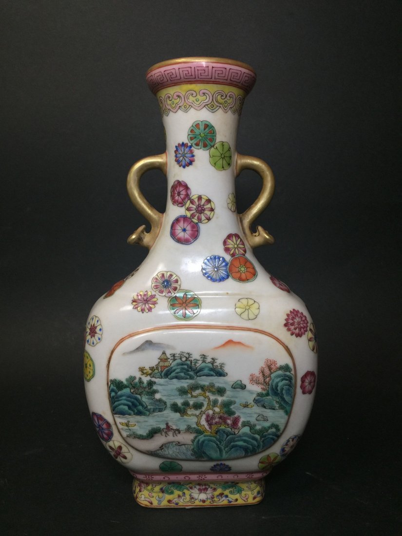 A Windowed Chinese Landscape Flower Framing Vase (1 of 8)