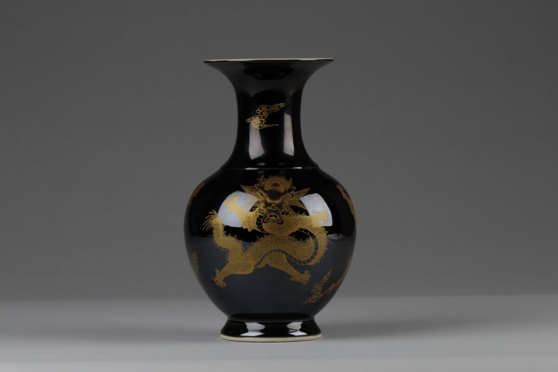 A Chinese Dragon-decorating Purple Porcelain Vase (1 of 5)