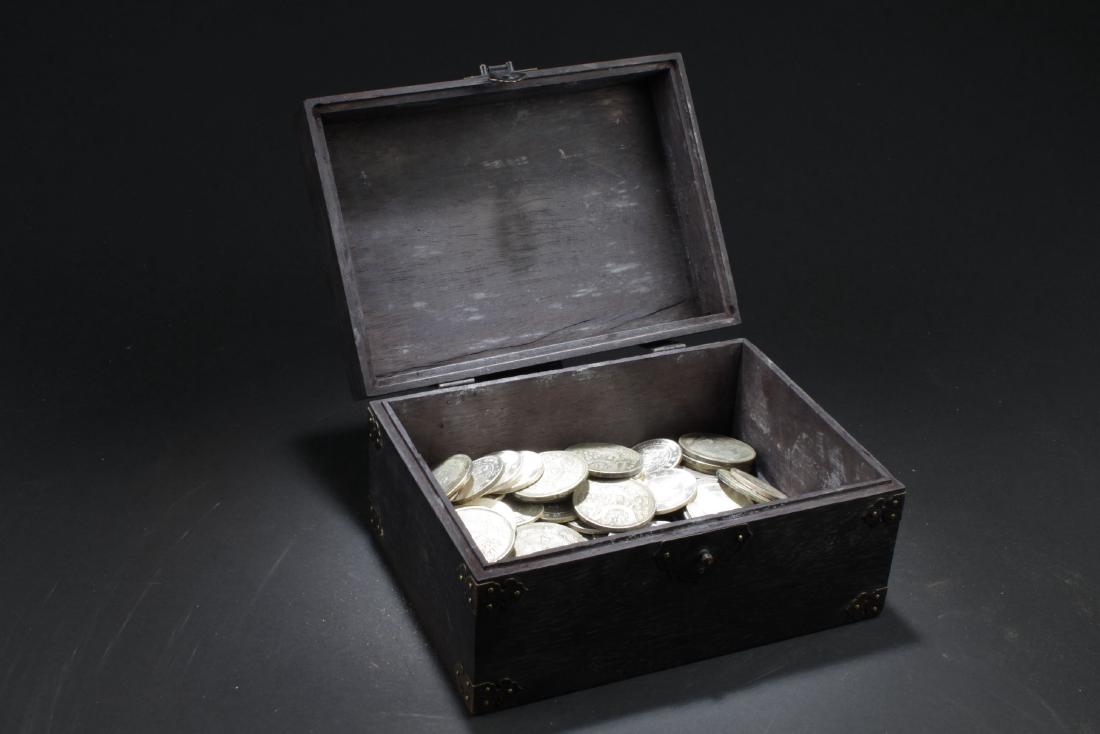 A Coin-filled Estate Chinese Wooden Box (1 of 4)