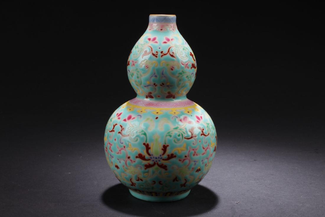 A Chinese Light-blue Calabash-shape Porcelain Vase (1 of 4)