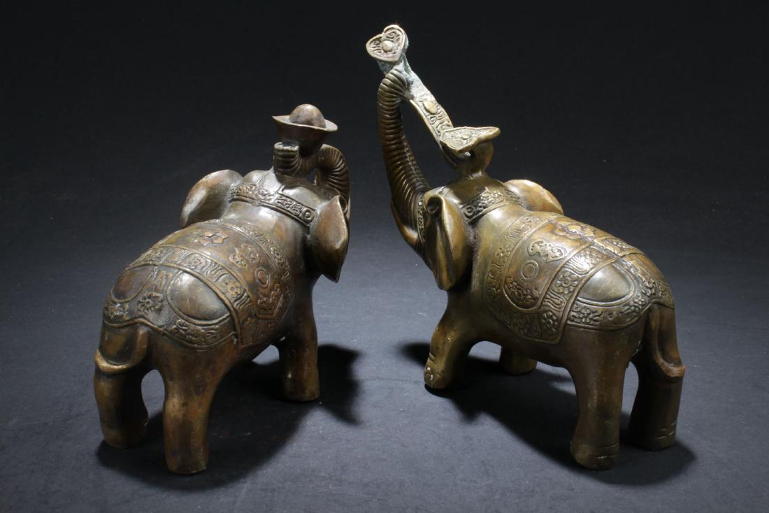 Estate Chinese Copper-made Elephants Figures (1 of 5)