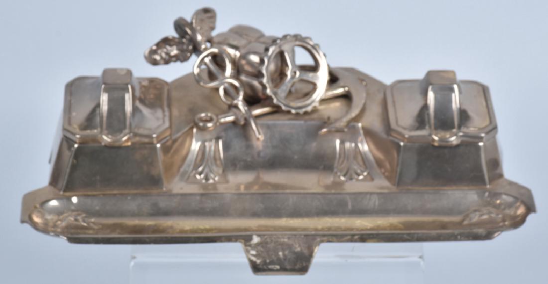 EARLY SILVER TRANSPORTATION THEME INK WELL (1 of 6)