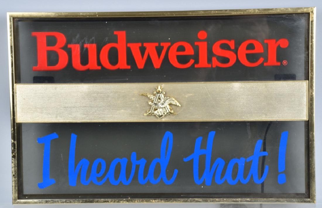 VINTAGE BUDWEISER I HEARD THAT GLASS LIGHTED SIGN (1 of 2)