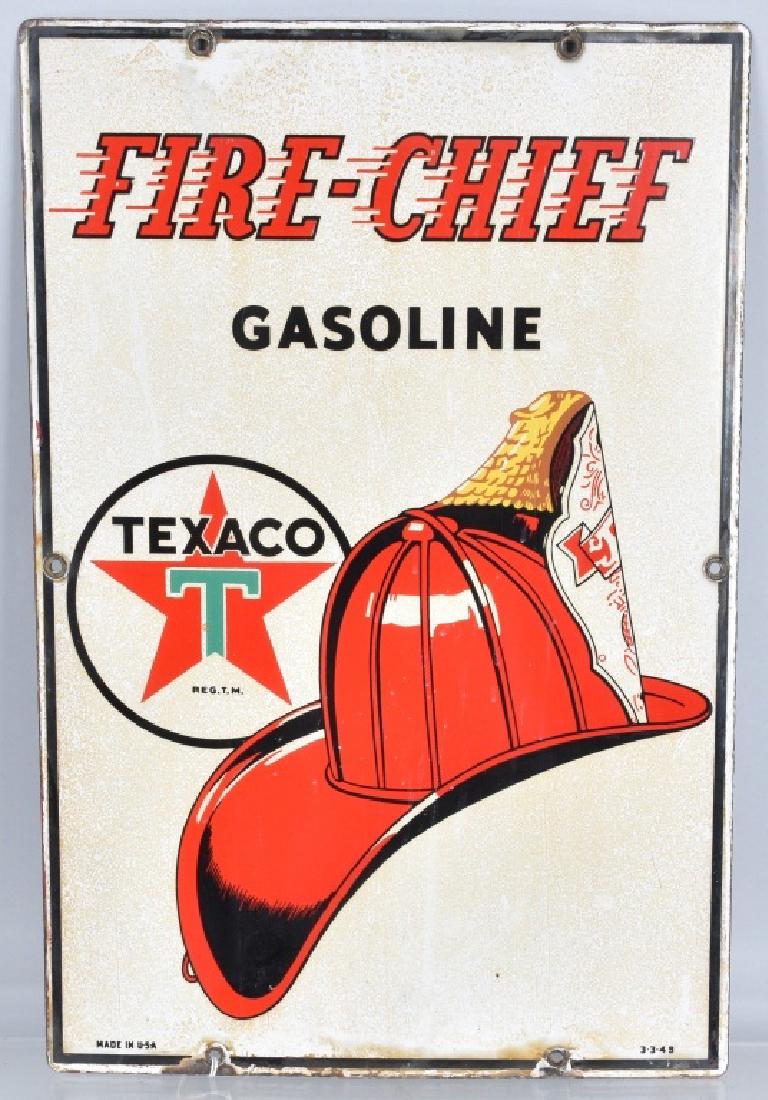 TEXACO FIRE CHIEF GASOLINE PORCELAIN SIGN (1 of 3)