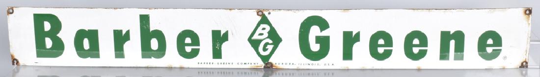 BARBER GREENE PORCELAIN SIGN: Original Barber Greene Porcelain Sign. Nice colors. 45" x 5 1/2" Excellent