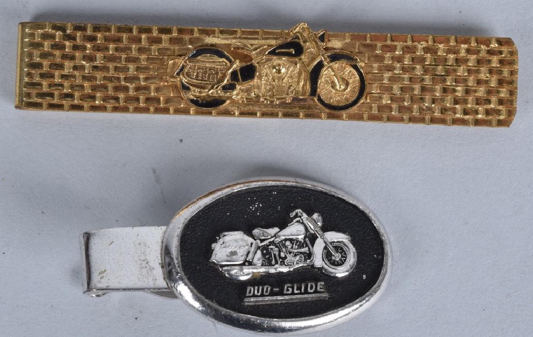 2- HARLEY DAVIDSON TIE CLASPS: Nice lot of 2 Harley Davidson Tie Clasps. Excellent