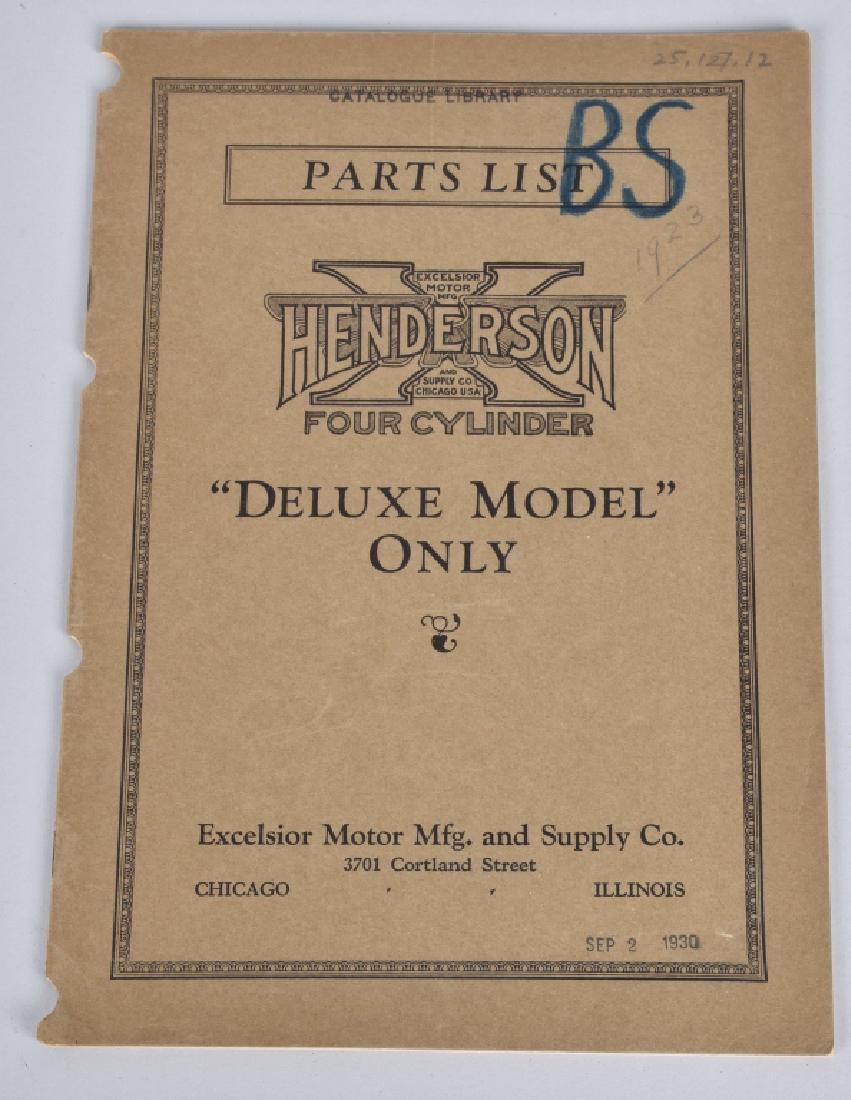 1930 HENDERSON MOTORCYCLE PARTS LIST CATALOG (1 of 6)