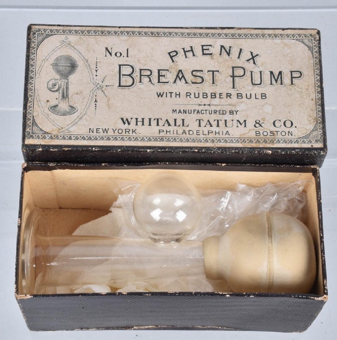 1800s PHENIX BREAST PUMP "Hand Blown Glass" w/ BOX (1 of 2)