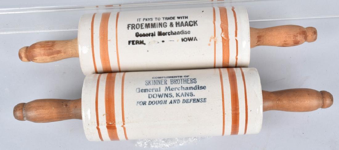 2-ADVERTISING STONEWARE ROLLING PINS (1 of 4)