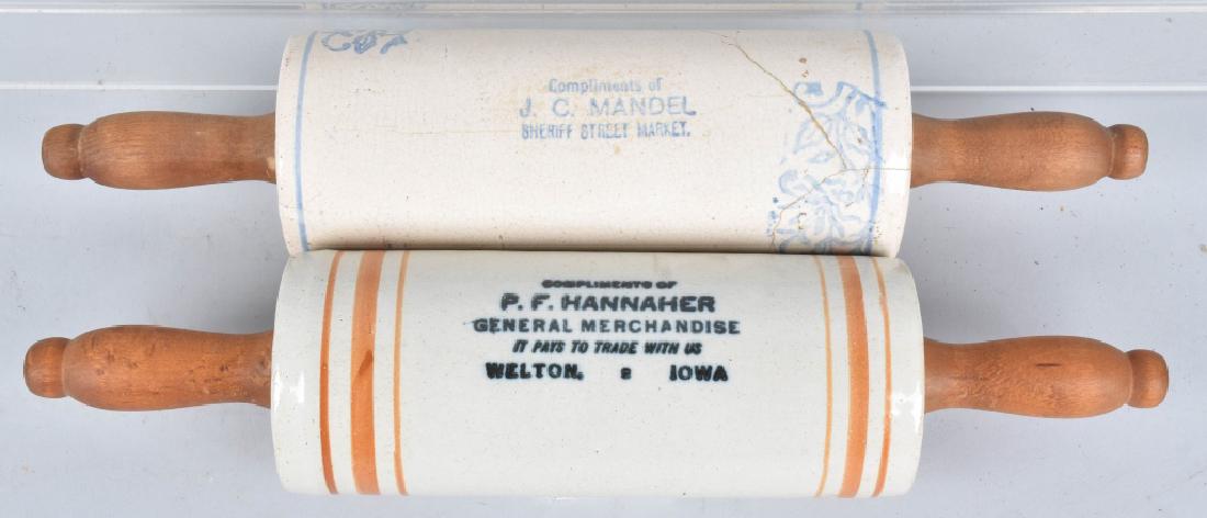 2-ADVERTISING STONEWARE ROLLING PINS (1 of 4)