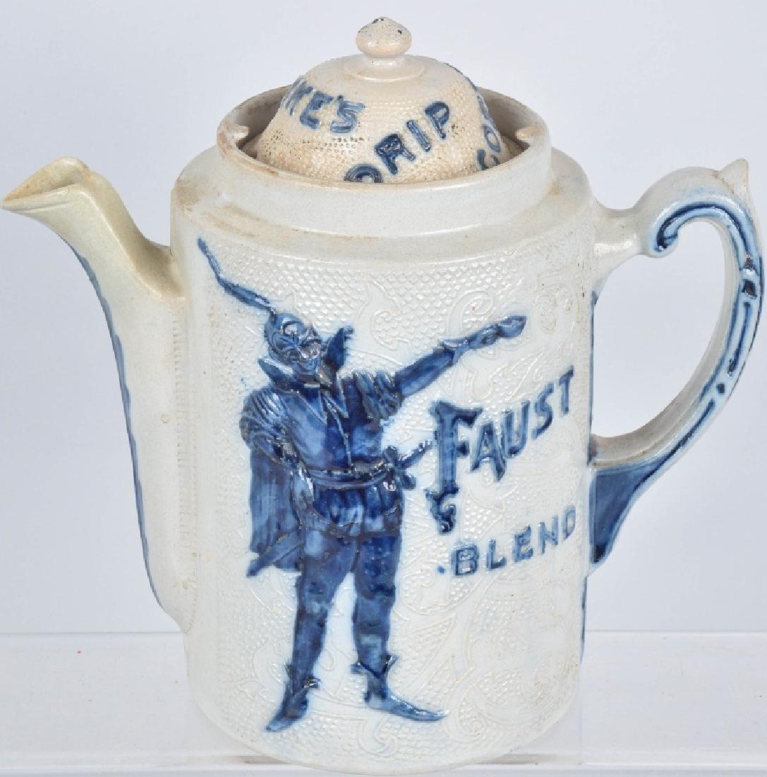 FAUST BLEND ADVERTISING SALT GLAZE COFFEE POT (1 of 5)