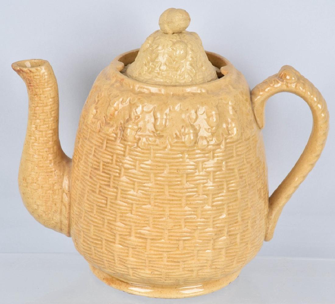 ROGERS & CO, BOSTTON, YELLOW WARE ACORN TEA POT (1 of 4)