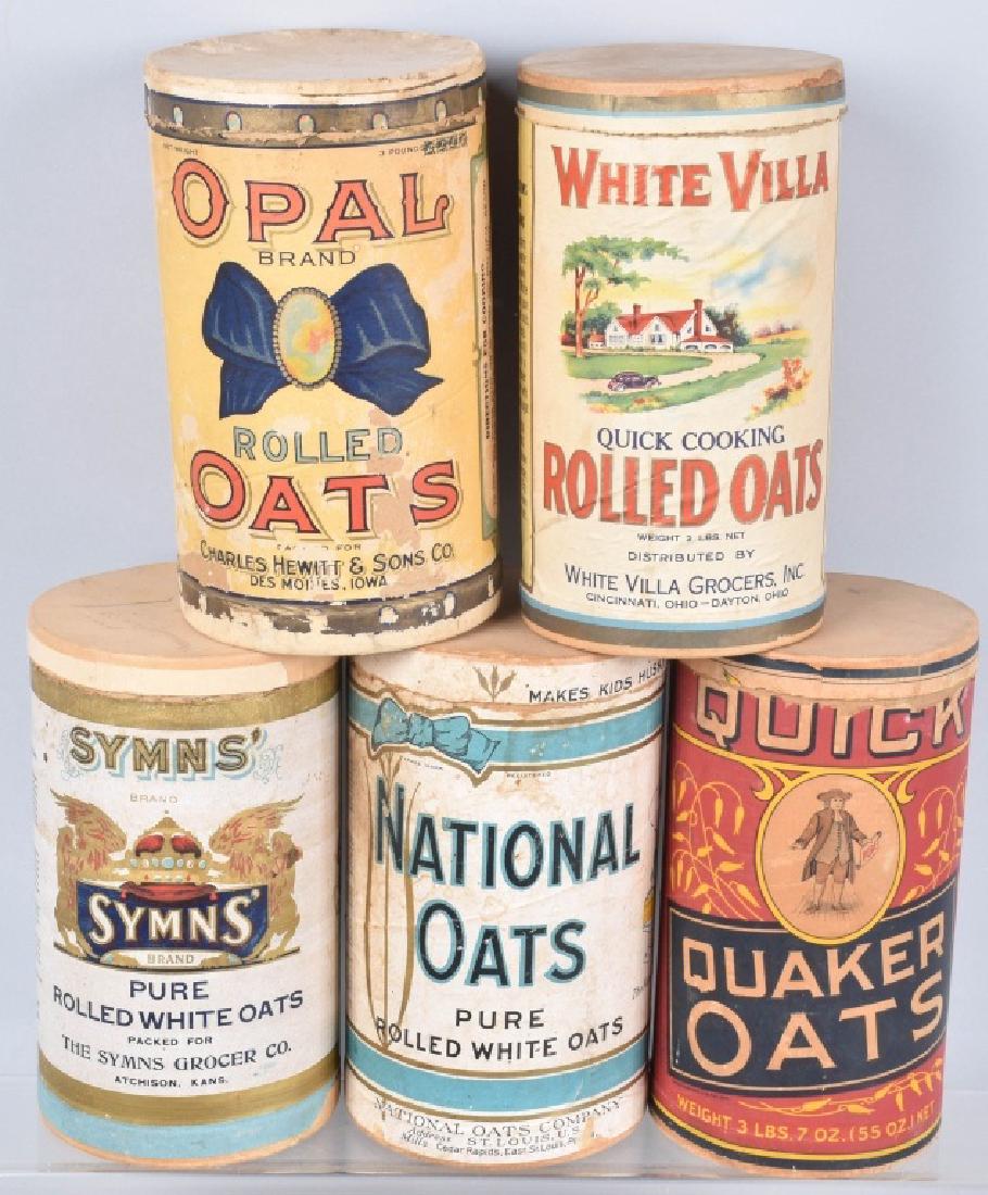5-VINTAGE OAT MEAL ADVERTISING CONTAINERS (1 of 3)