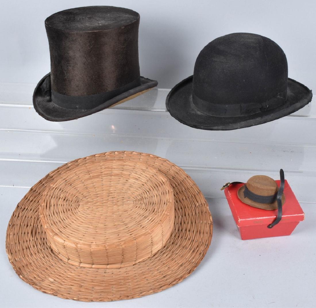 4-VINTAGE HATS, STOVE PIPE, DERBY, STRAW & MORE (1 of 6)