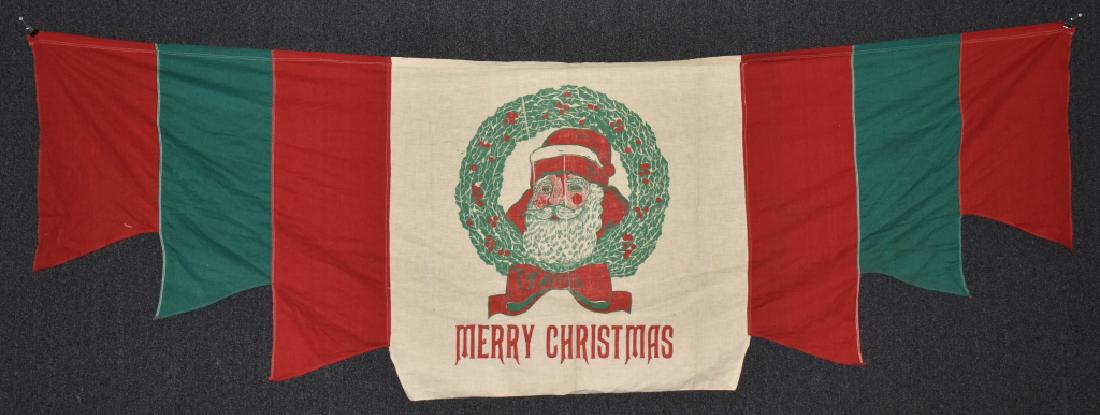 MERRY CHRISTMAS CLOTH BANNER, VINTAGE (1 of 3)